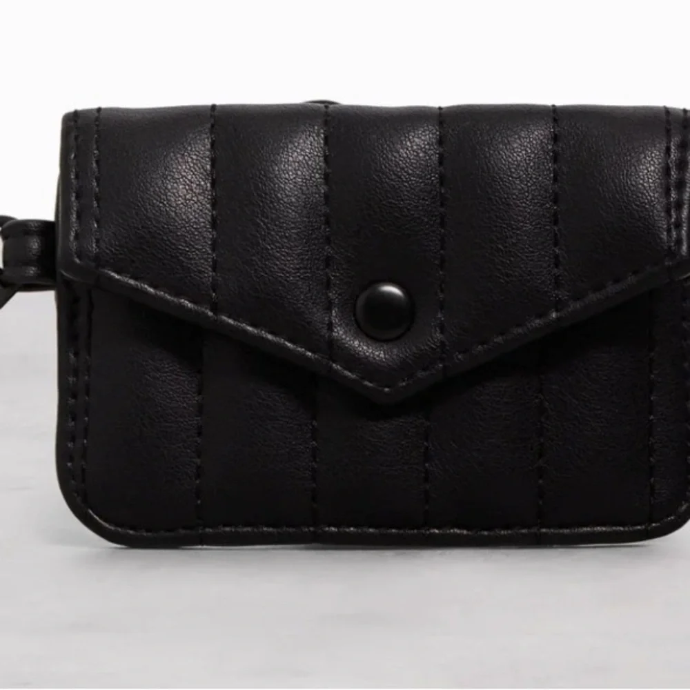 BEIS Black Travel‎ Drink Faux Fur Koozie Sling Bag Wallet Strap Accessory NWT